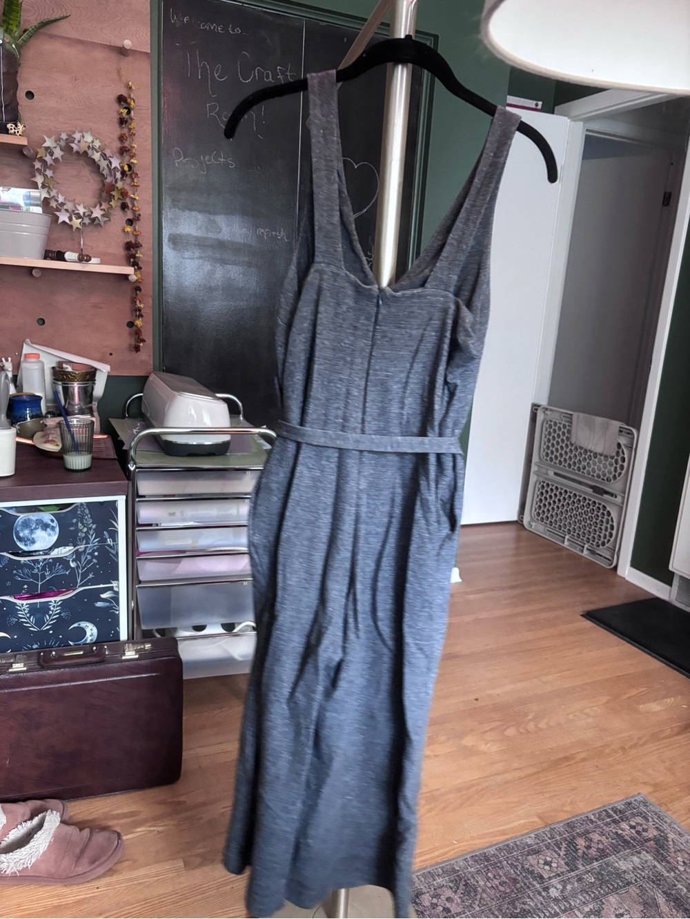 Frank & Oak Charcoal Sleeveless V-Neck Jumpsuit with Tie Waist - Picture 2 of 10